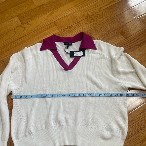 NWT Rag & Bone Brianne Cashmere/Cotton Ivory Knit Polo Academia Sweater, Size M - Picture 10 of 12